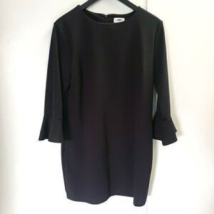 Old Navy Black Long Bell Sleeve Shift Dress Whimsy Goth Women's Size L